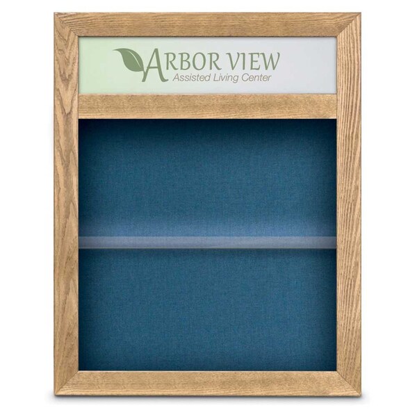 Outdoor Enclosed Combo Board, 42"x32", Satin Frame/Burgundy & Cobalt